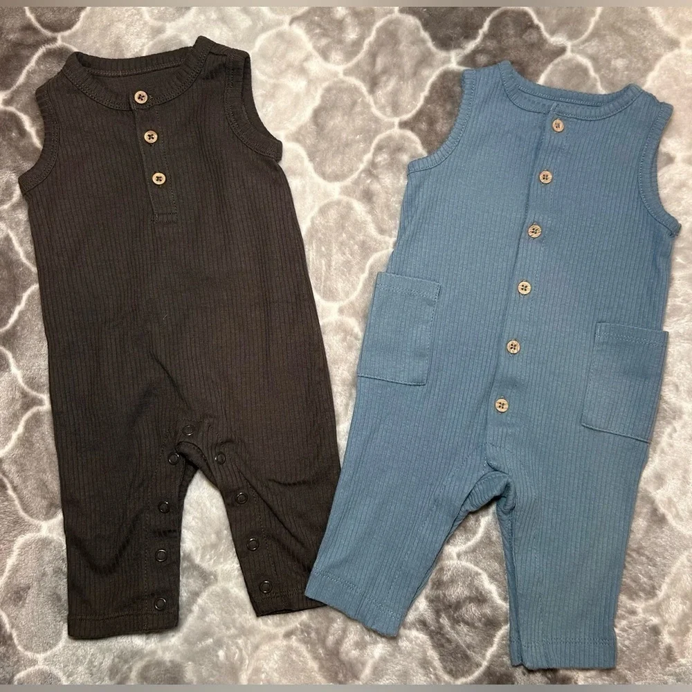 Carter’s 2 Pack Unisex Baby Sleeveless Jumpsuits- Size 0-3M